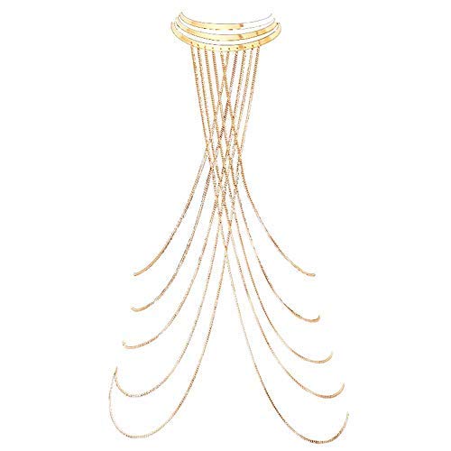 SIYWINA Mujeres Cadenas de Cuerpo con borlas Multicapa Sexy Bikini Playa Bra Cadena