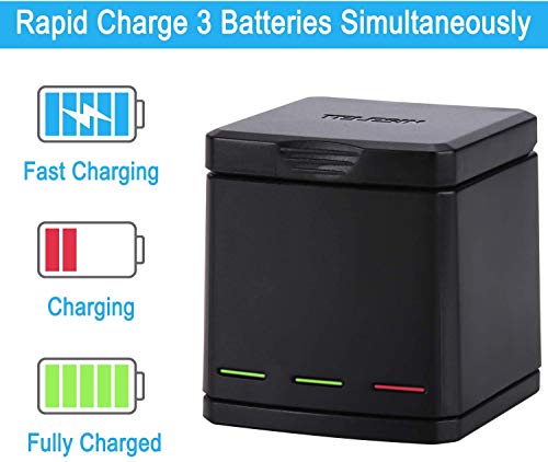 Sjpzwcrl Cargador con Paquete de 2 baterías de Repuesto para Hero 8 7 6 5 Black Hero 2018 Caja de Cargador portátil de 3 Canales para GoPro con Cable USB Tipo C