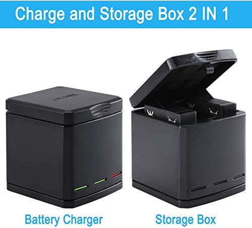 Sjpzwcrl Cargador con Paquete de 2 baterías de Repuesto para Hero 8 7 6 5 Black Hero 2018 Caja de Cargador portátil de 3 Canales para GoPro con Cable USB Tipo C