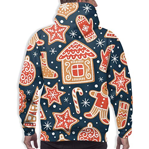 Skateboard boy Sudadera con Capucha para Hombre Patrones sin Costuras de Invierno con Galletas de Jengibre. Impresionante Vector de Vacaciones, Sudadera 3XL