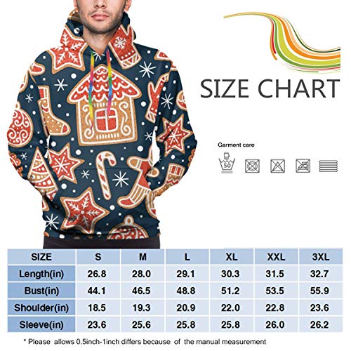 Skateboard boy Sudadera con Capucha para Hombre Patrones sin Costuras de Invierno con Galletas de Jengibre. Impresionante Vector de Vacaciones, Sudadera 3XL