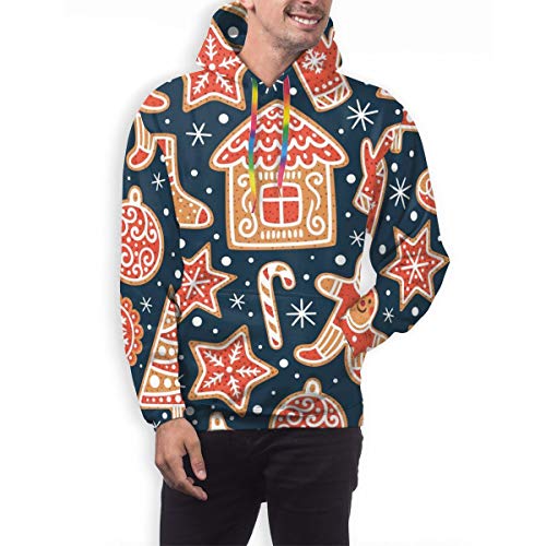 Skateboard boy Sudadera con Capucha para Hombre Patrones sin Costuras de Invierno con Galletas de Jengibre. Impresionante Vector de Vacaciones, Sudadera 3XL
