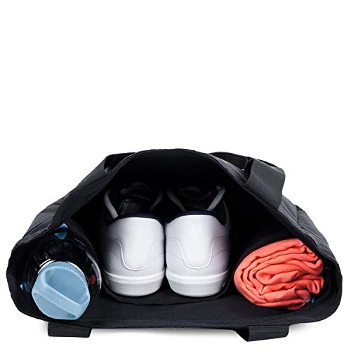 SKECHERS Bolso Tote Mujer Asa Doble Corta y Larga Lona Ligero Práctico Funcional Versátil Múltiples Compartimentos para Uso Diario S906, Negro, Talla única