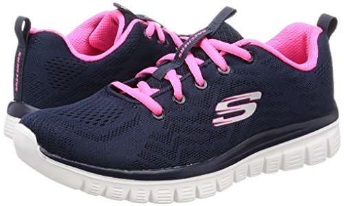 Skechers Women 12615 Low-Top Trainers, Blue (Navy Mesh/Hot Pink Trim Nvhp), 7 UK (40 EU)