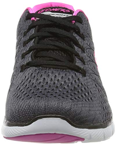 Skechers Women's Flex Appeal 3.0-Satellites Trainers, Negro (Black Mesh/Hot Pink Trim BKHP), 5 (38 EU)