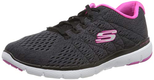 Skechers Women's Flex Appeal 3.0-Satellites Trainers, Negro (Black Mesh/Hot Pink Trim BKHP), 5 (38 EU)