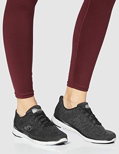 Skechers Women's Flex Appeal 3.0 Trainers, Black (Black Knit Mesh/White Trim Bkw), 5 UK, 38 EU