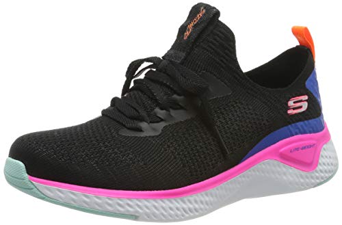Skechers Women's Stretch Flat Laced Slip Trainers,Negro ( Negro/Multi ) , 6 (39 EU)