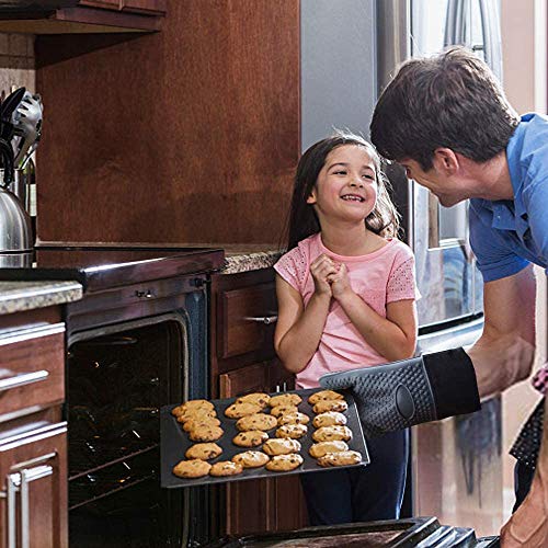 Skevic Guantes para Horno, Manoplas Horno de Silicona - Guantes Cocina Resistentes al Calor hasta 350ºC - Guantes Horno Profesional para Barbacoa, Olla, Hornos, Chimenea Impermeable y Antideslizante