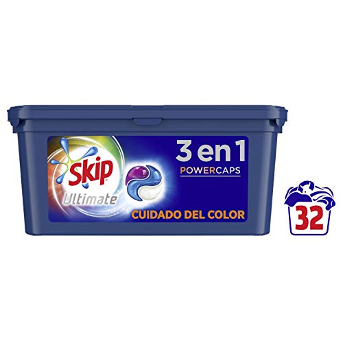 Skip Ultimate Triple Poder Cuidado del Color Detergente Cápsulas para Lavadora - Paquete de 3 x 32 lavados - Total: 96 lavados