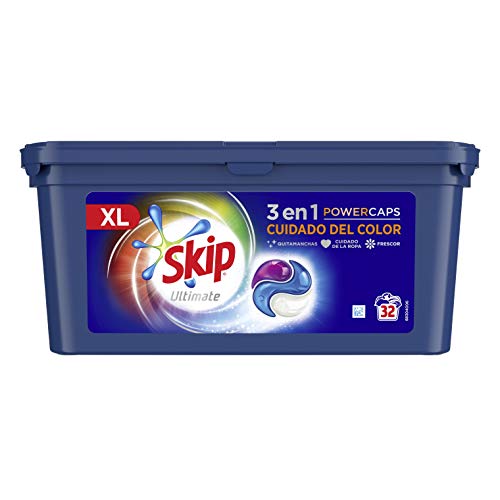 Skip Ultimate Triple Poder Cuidado del Color Detergente Cápsulas para Lavadora - Paquete de 3 x 32 lavados - Total: 96 lavados