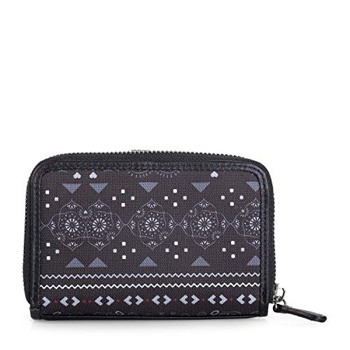 SKPAT - Billetero Pequeño de Mujer. Cartera Monedero. Tarjetas Documentación Monedas y Billetes. Resistente. Lona Estampada. Bonito Diseño y Calidad. Bolso a Juego. 27614, Color Negro