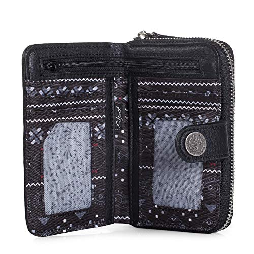 SKPAT - Billetero Pequeño de Mujer. Cartera Monedero. Tarjetas Documentación Monedas y Billetes. Resistente. Lona Estampada. Bonito Diseño y Calidad. Bolso a Juego. 27614, Color Negro