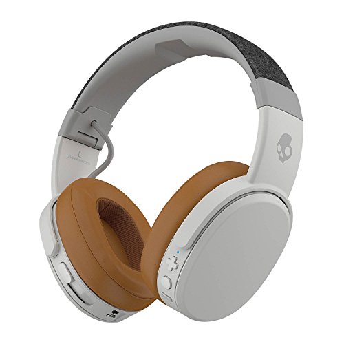 Skullcandy Crusher Over-Ear Bluetooth, Auriculares Inalámbricos con Micrófono, Espuma Viscoelástica con Aislamiento de Ruido, Estéreo Ajustable, Batería con 40h de Duración, Gris/Marrón