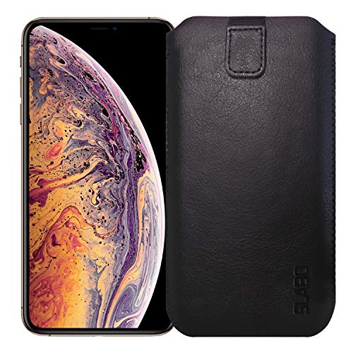 Slabo Cubierta Protectora para iPhone XS MAX | iPhone 11 Pro MAX Estuche de Bolsa Protectora con Cierre magnético Hecho de Cuero de PU - Negro | Black