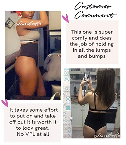 SLIMBELLE Tanga Faja Braga Reductora para Mujer Vientre Plano Braguitas Modeladora Cintura Alta-Negro-S