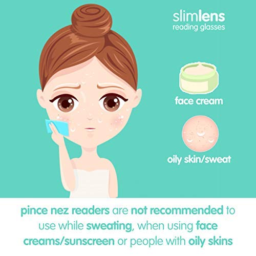 Slimlens Anteojos para Leer, Sin Patillas. Gafas de Bolsillo Tipo Pince-nez. Pequeñas y Livianas Para Hombre y Mujer. Hechas en USA +2.0 Garantía de por Vida