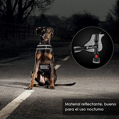SlowTon Sin tirones Arnés de Perro, Suave Malla Acolchada Ajustable Fácil de Poner y Quitar el arnés con Hebilla de Bloqueo para Perros Grande Mascotas