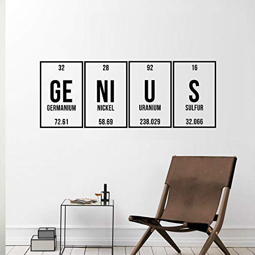 SLQUIET Genius Chemical Symbol Home Decoration Decal Decoración de la habitación de los niños Vinyl Mural Decals Boy Room Decoration Decals Wall Home and Garden Wall Stickers Grey L 43cm X 112cm