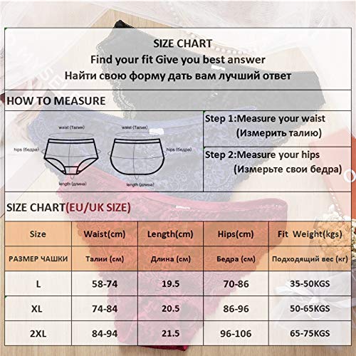 SLXHUAFA Braguitas Bragas De Encaje Bragas De Tejido para Mujeres Calzoncillos Florales L-2Xl Ropa Interior Femenina Calzoncillos De Encaje Moda 8 Colores Lencería