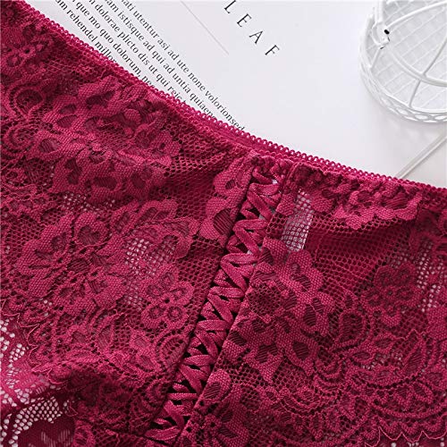 SLXHUAFA Braguitas Bragas De Encaje Bragas De Tejido para Mujeres Calzoncillos Florales L-2Xl Ropa Interior Femenina Calzoncillos De Encaje Moda 8 Colores Lencería