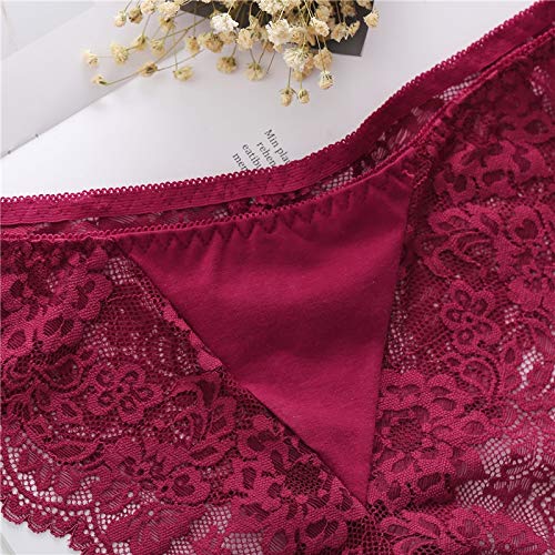 SLXHUAFA Braguitas Bragas De Encaje Bragas De Tejido para Mujeres Calzoncillos Florales L-2Xl Ropa Interior Femenina Calzoncillos De Encaje Moda 8 Colores Lencería