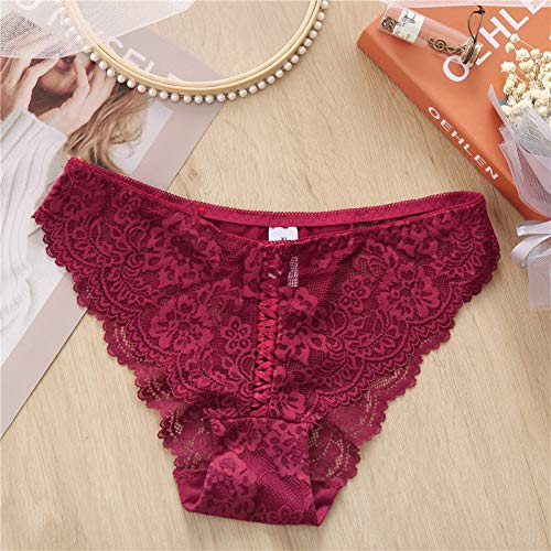 SLXHUAFA Braguitas Bragas De Encaje Bragas De Tejido para Mujeres Calzoncillos Florales L-2Xl Ropa Interior Femenina Calzoncillos De Encaje Moda 8 Colores Lencería