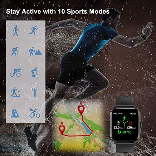 Smart Watch 1.54" Monitor de Actividad física con Pantalla táctil y Monitor de Ritmo cardíaco y sueño IP68 Podómetro a Prueba de Agua Contador de Pasos para Hombres y Mujeres con iPhone Samsung
