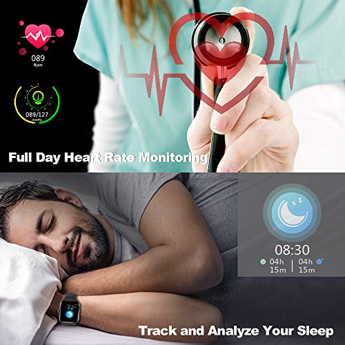 Smart Watch 1.54" Monitor de Actividad física con Pantalla táctil y Monitor de Ritmo cardíaco y sueño IP68 Podómetro a Prueba de Agua Contador de Pasos para Hombres y Mujeres con iPhone Samsung