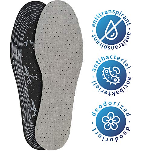 smart&gentle Plantillas de carbono antiolor - Plantillas antiolor con carbón activado y fragancia ligera - Plantillas para zapatillas contra el sudor y el olor de pies, recortables, 4 pares