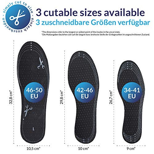 smart&gentle Plantillas de carbono antiolor - Plantillas antiolor con carbón activado y fragancia ligera - Plantillas para zapatillas contra el sudor y el olor de pies, recortables, 4 pares