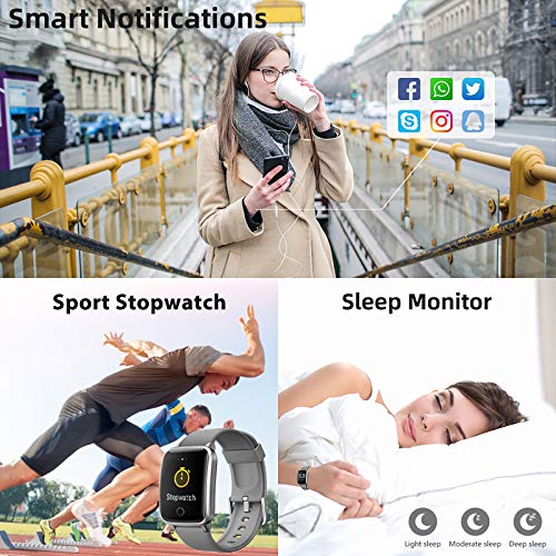 Smartwatch, Reloj Inteligente Pantalla curva Impermeable IP68 Pulsera de Actividad para Hombres y Mujeres, Inteligente con Pulsómetros Podómetro Contador de Caloría con Cronómetro para iOS y Android