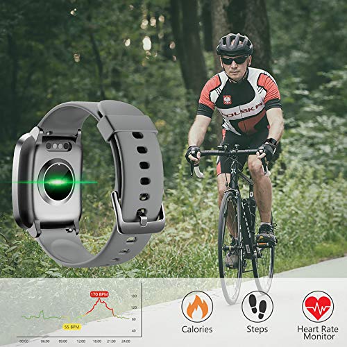 Smartwatch, Reloj Inteligente Pantalla curva Impermeable IP68 Pulsera de Actividad para Hombres y Mujeres, Inteligente con Pulsómetros Podómetro Contador de Caloría con Cronómetro para iOS y Android