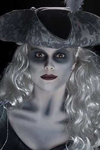 Smiffy's-39672 Kit Barco Fantasma, Maquillaje y Rojo, lápiz aplicador y 2 esponjas, Color Negro y Blanco, No es Applicable (39672)