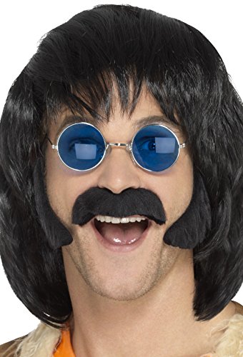 Smiffys Kit disfraz de hippie, negro, con patillas y bigote