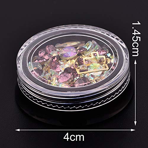 Snner 12Pack Accesorios De DecoracióN De UñAs Mixtas Coloridos Diamantes De ImitacióN De Diamantes Cristales De Diamantes Pernos De Metal Perlas Gemas Para Bricolaje DecoracióN De UñAs