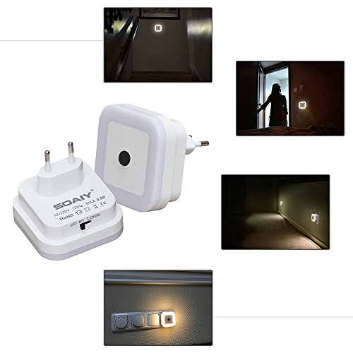 SOAIY [2 PCS] Luz nocturna LED regulable con control remoto, Luz Orientación con temporizador mando a distancia para habitaciones, dormitorios y pasillos para niños, Blanco Cálido 2300K