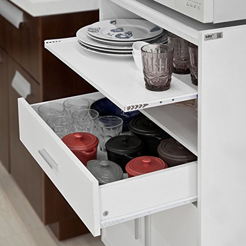 SoBuy Aparador Auxiliar bajo de Cocina para microondas,con 2 Puertas y 1 cajón,L59 cm x P40 cm x H92 cm,FSB09-W,ES