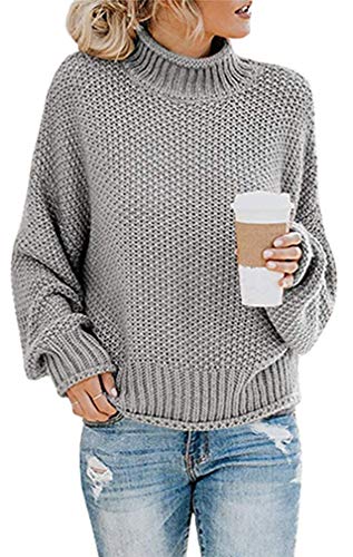 Socluer Sudaderas para Mujer con Cuello Alto y Manga Larga Suéter Señoras Suéter de Punto Cuello Alto Ocio Suéter Elegante Sudadera Tops de Gran tamaño