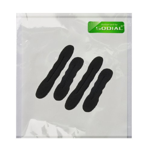 SODIAL(R) 4pcs Magia esponja de la espuma Clip Hair Styling Donut Bun ex Maker (2 grande + 2 pequenos)
