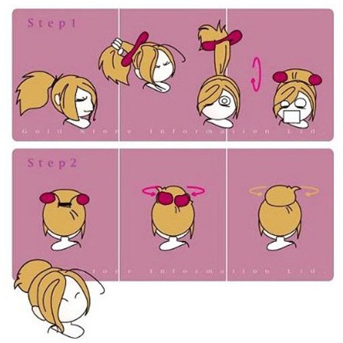 SODIAL(R) 4pcs Magia esponja de la espuma Clip Hair Styling Donut Bun ex Maker (2 grande + 2 pequenos)