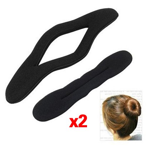 SODIAL(R) 4pcs Magia esponja de la espuma Clip Hair Styling Donut Bun ex Maker (2 grande + 2 pequenos)