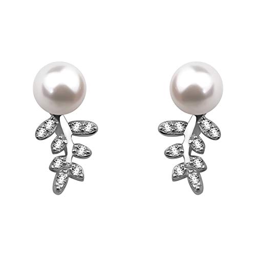 SOFIA MILANI Pendientes Mujer Hojas Ramas Perla Plata de Ley 20399