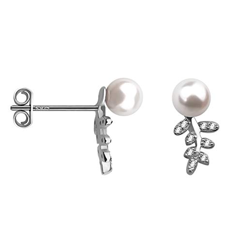 SOFIA MILANI Pendientes Mujer Hojas Ramas Perla Plata de Ley 20399