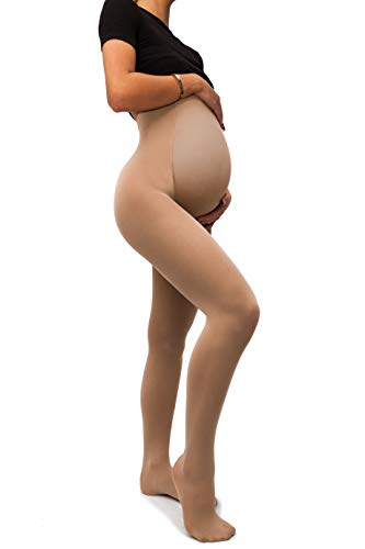 sofsy Medias Opacas de Maternidad – Ajuste súper cómodo para todas las etapas del embarazo 50 den Beige 5 - X-Large