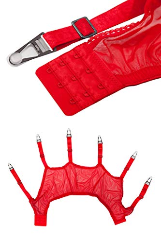 sofsy Suspensores de Malla/Liguero con Correas y Clips para Medias Ligas (El Liguero se Vende por Separado de Las Medias) el Día de Valentín la Navidad Red 5 - X-Large