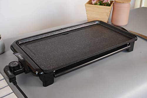 SOGO SS-10340 Plancha de Asar eléctrica o Raclette con Revestimiento de Piedra. Amplia Zona de cocción 26 x 46cm. Calienta rápido. Bandeja Extraible. para Todo Tipo de Platos a la Plancha.