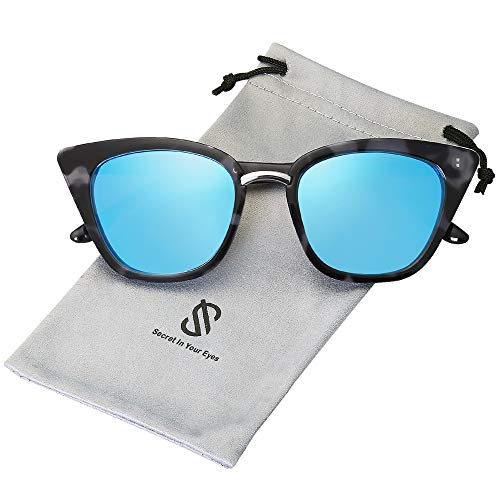 SOJOS Moda UV Portección Rimed Unisex Gafas de Sol SJ2052 Marco Demi/Lente Azul