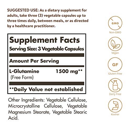 Solgar L-Glutamina Cápsulas vegetales de 500 mg - Envase de 50