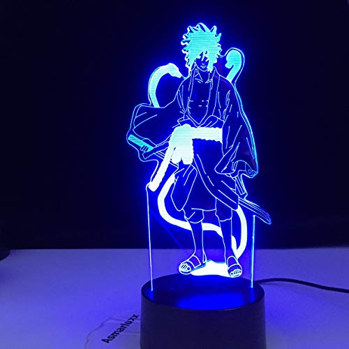 (Solo 1) Anime Sasuke Sword 3d Led Night Light Naruto Usb Touch Room Decoración Light Friends Regalo de cumpleaños Manga Mesa Night Light Sasuke